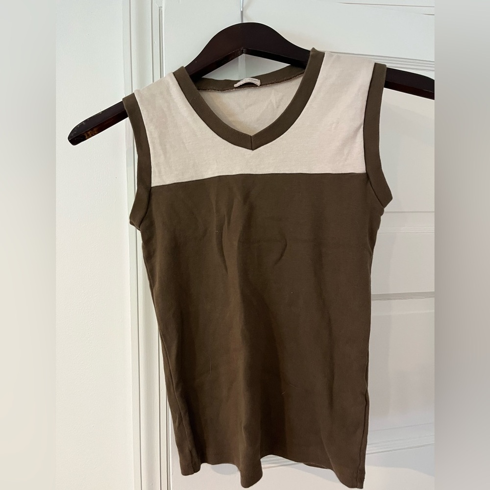 J Galt for Brandy Melville - brown and cream sleeveless top
